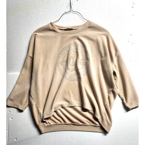 Vintage Perfection Sweatshirt Women Brown 1/4 Sleeve Crew Neck  Made In Italy